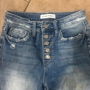 Flying Monkey High Waisted Button Fly Flare Jeans size 26